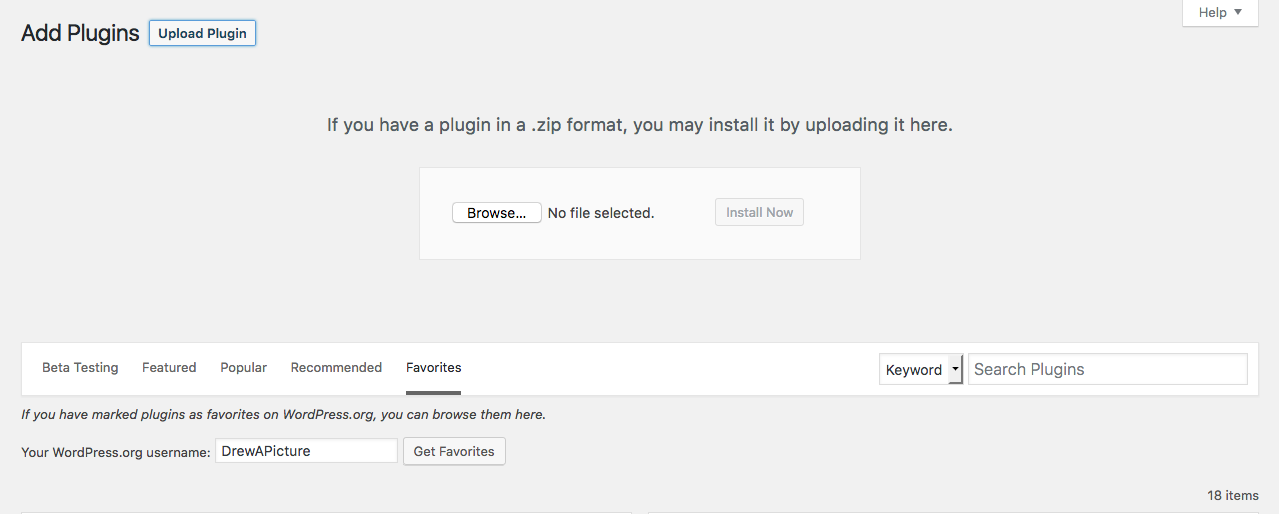 Add plugins drop-down panel in Add Plugins in WordPress 4.6